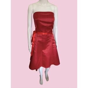 Vintage 1980s Jessica McClintock Gunne Sak Red Satin Party Cocktail Dress 13/14